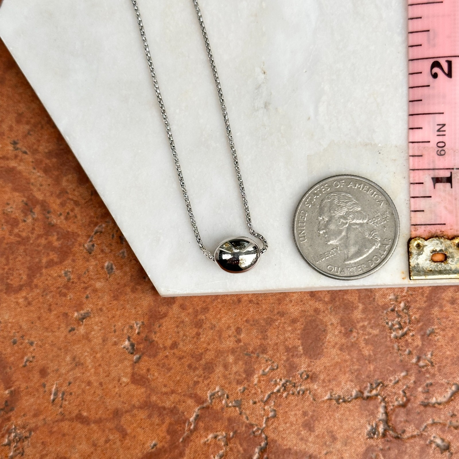 Sterling Silver Bean Pendant Venetian Box Chain Necklace 18”