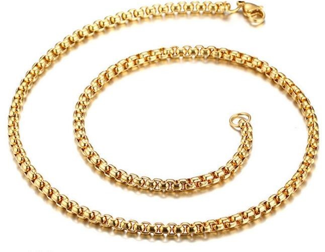In Bulk 5pcs Lot Stainless Steel Gold Square Box Rolo Chain Necklace 3mm 22”