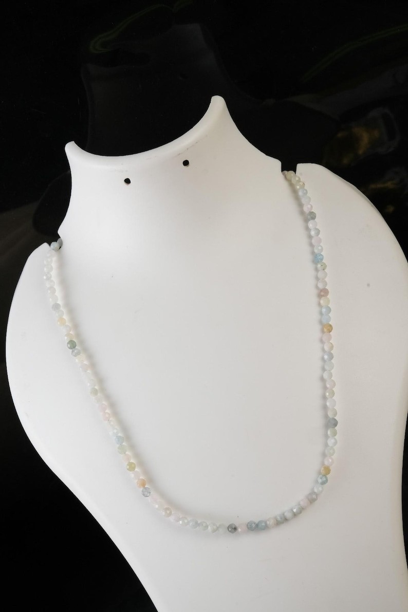 Natural A++ Amazonite Faceted Round Gemstone Beads Women Handmade Necklace 24”