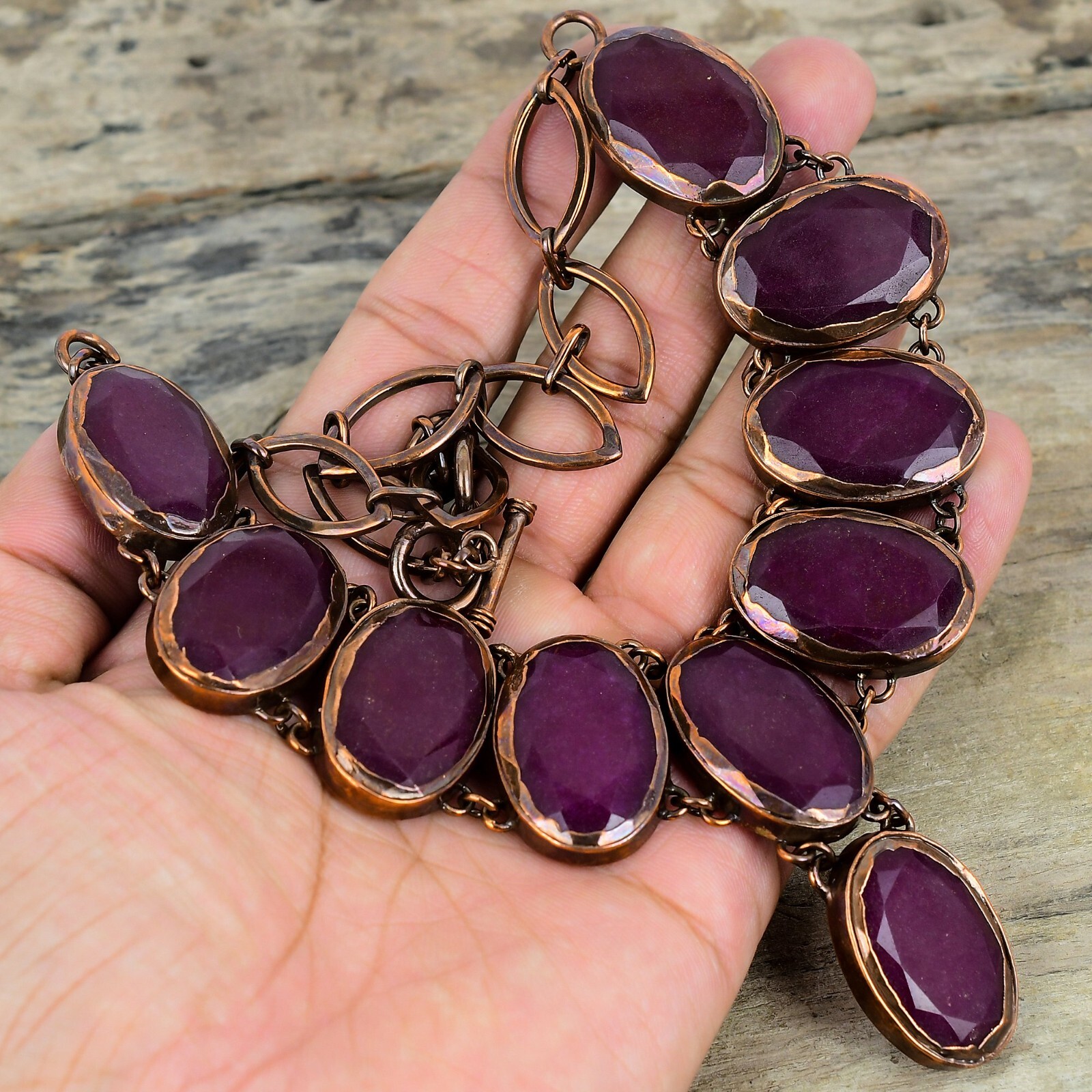 Kashmir Rubi Copper Gift For Briedsmaid Electroformed Adjustable Necklace 18.0″