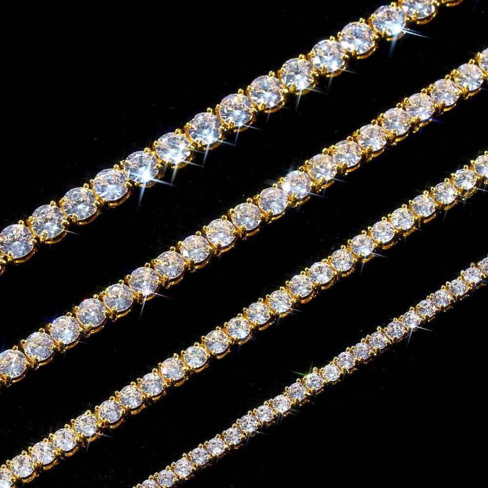 Women Men Iced Out Bling Tennis Necklaces Pendant Hip Hop CZ Zircons 3/4/5/6MM