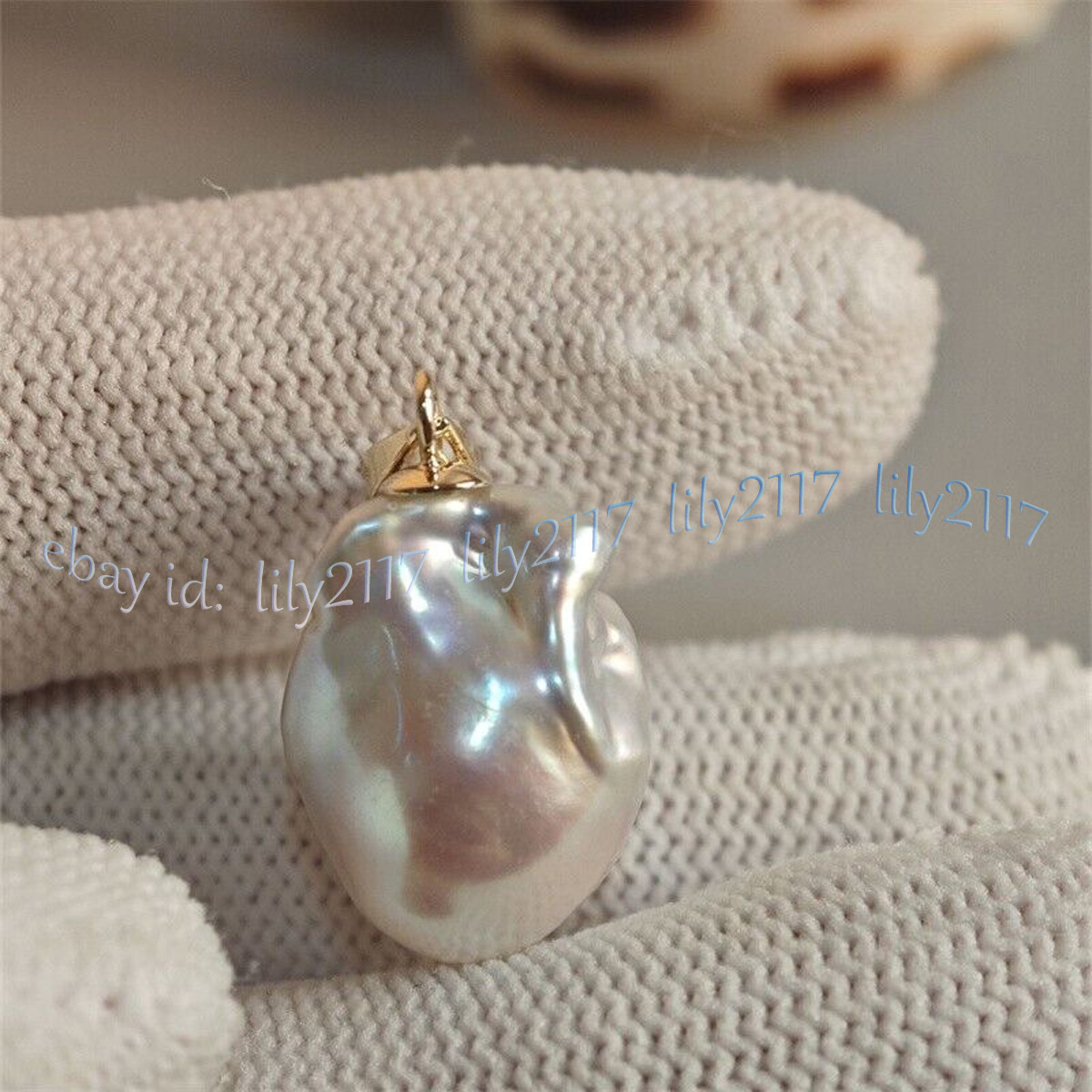 Huge 16-25mm Natural White South Sea Baroque Keshi Pearl Pendant 14K Yellow Gold