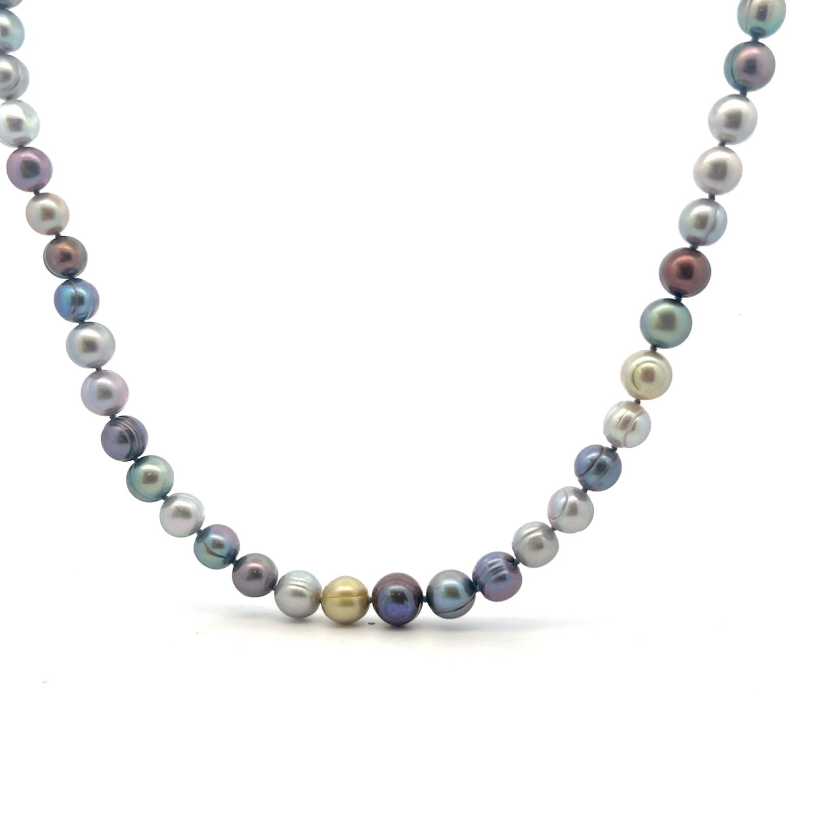 HONORA Genuine Cultured Frshwtr Dark Multicolor Ringed 8-10mm Pearl 18″ Necklace