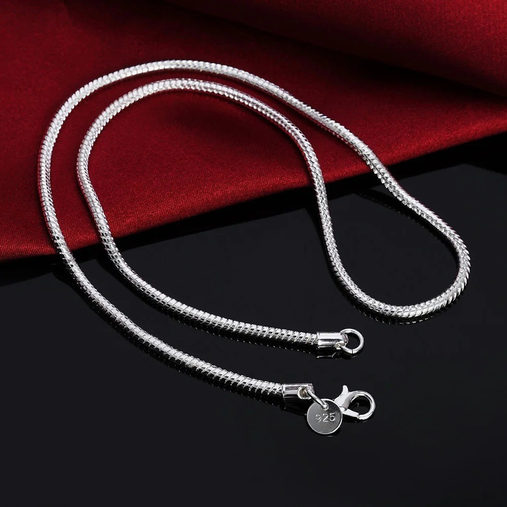 Men&Women’s 925 Sterling Silver Tarnish-Free Italian Snake Chain Necklace 16-24″