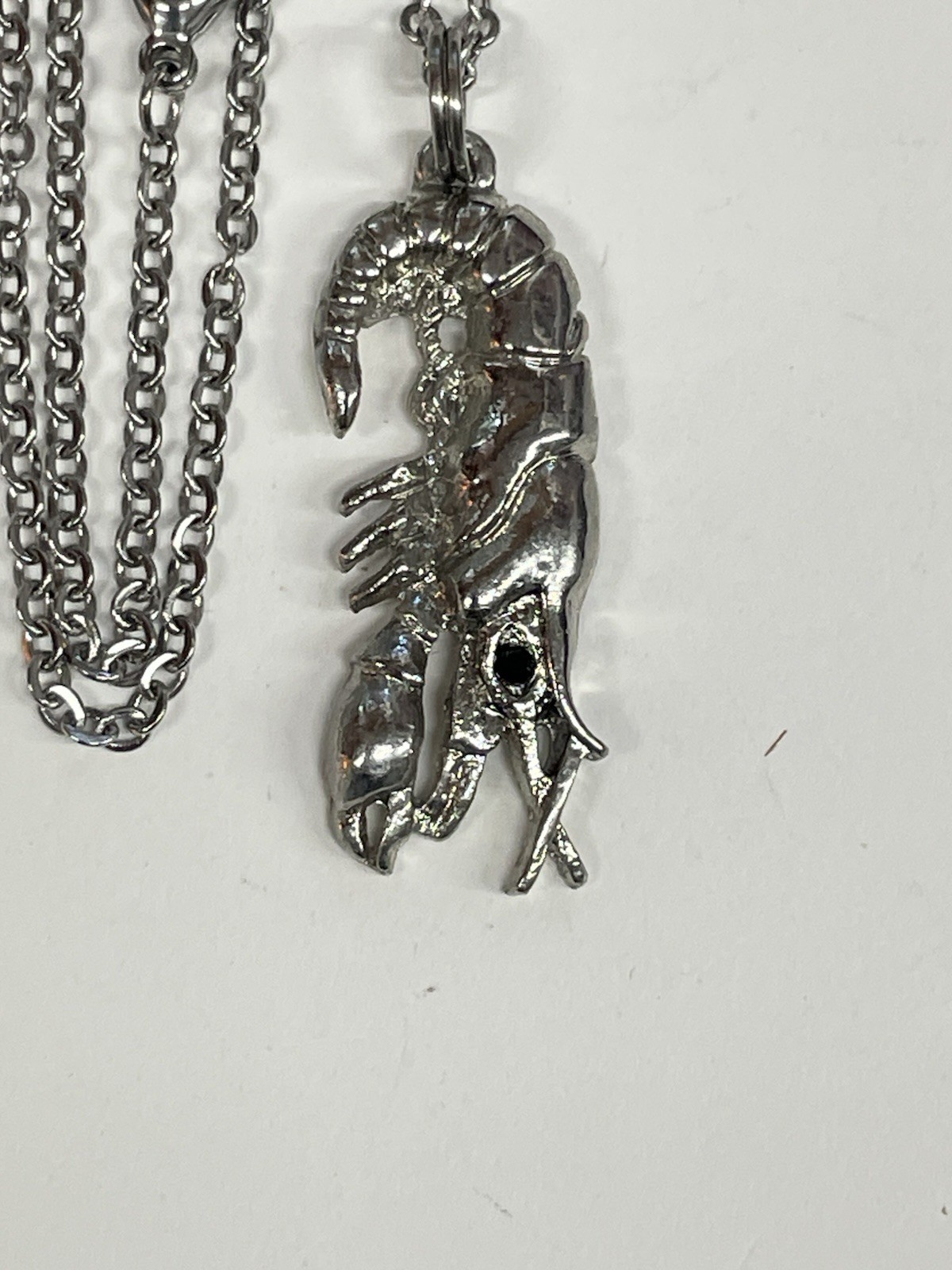 Crawfish Lobster SM Silver Necklace 18” Stainless Coastal Jewelry Sea Life NEW