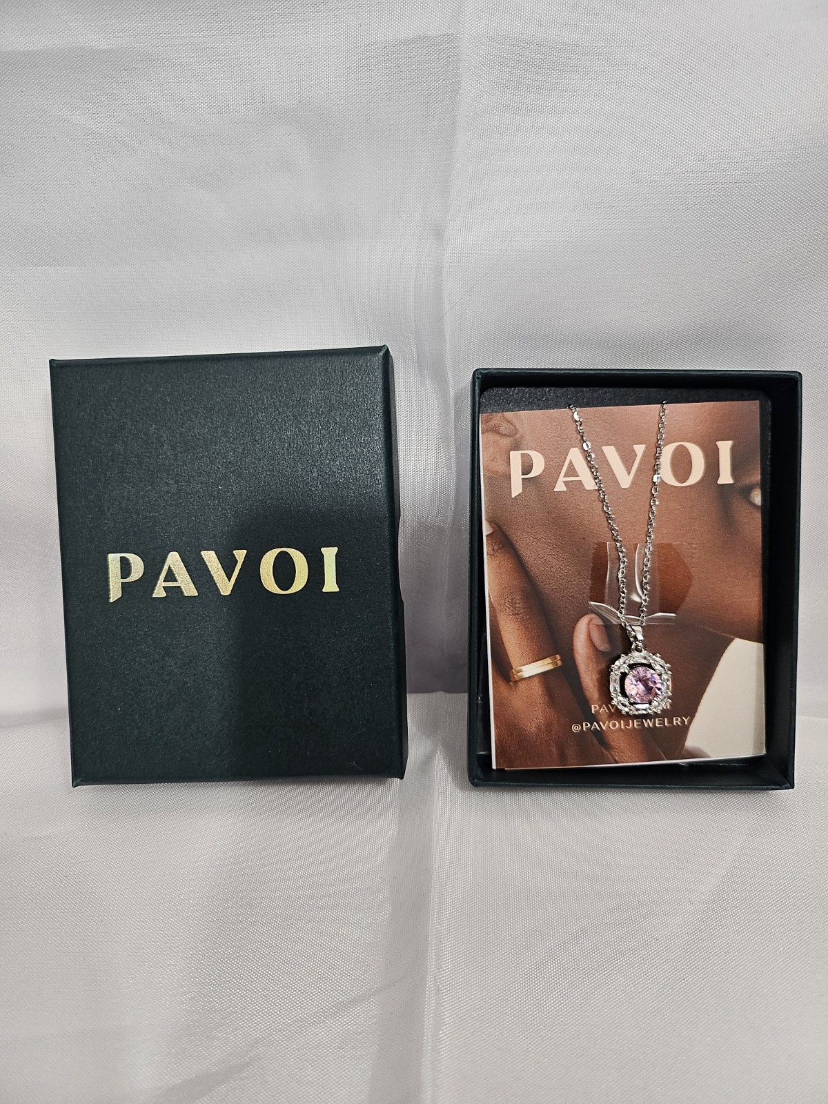 PAVOI Silver Plated Pendant Necklace Set 18” Chain Pink Hexagon & Heart Pendants
