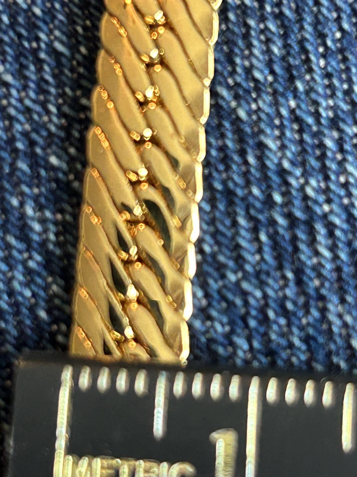 Vintage 24” Herringbone Chain Necklace Gold Tone Wide 6 mm Unisex