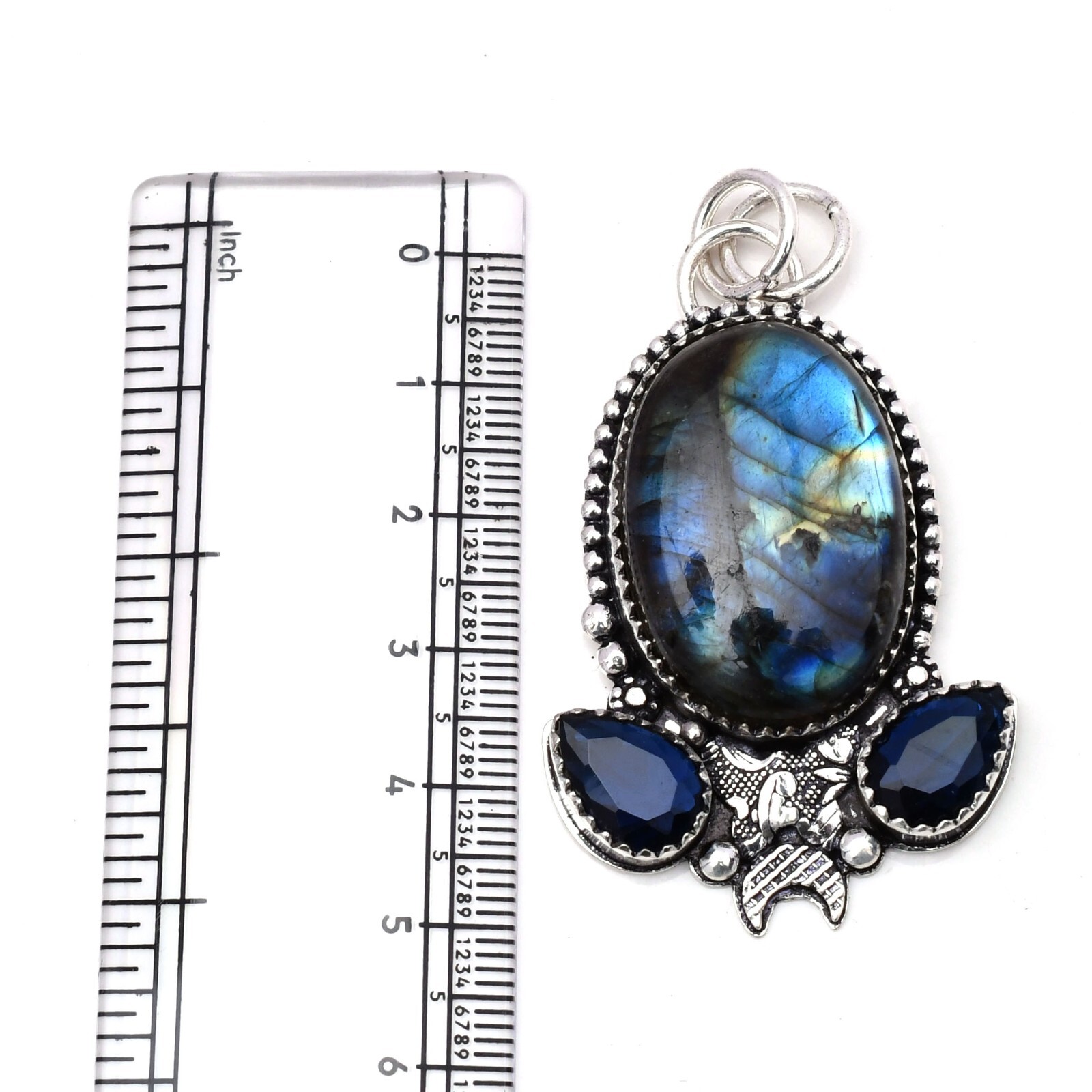Labradorite Gemstone 925 Sterling Silver Handmade Jewelry Pendant 1.97″