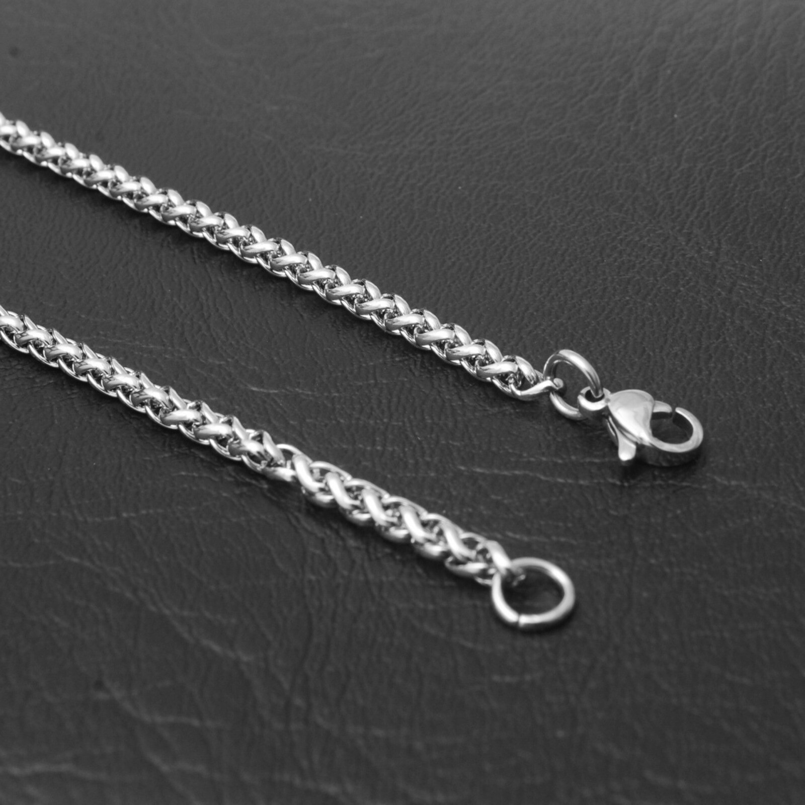 Wholesale Price Stainless Steel Silver Wheat Braided Chain Necklace Men’s Gift