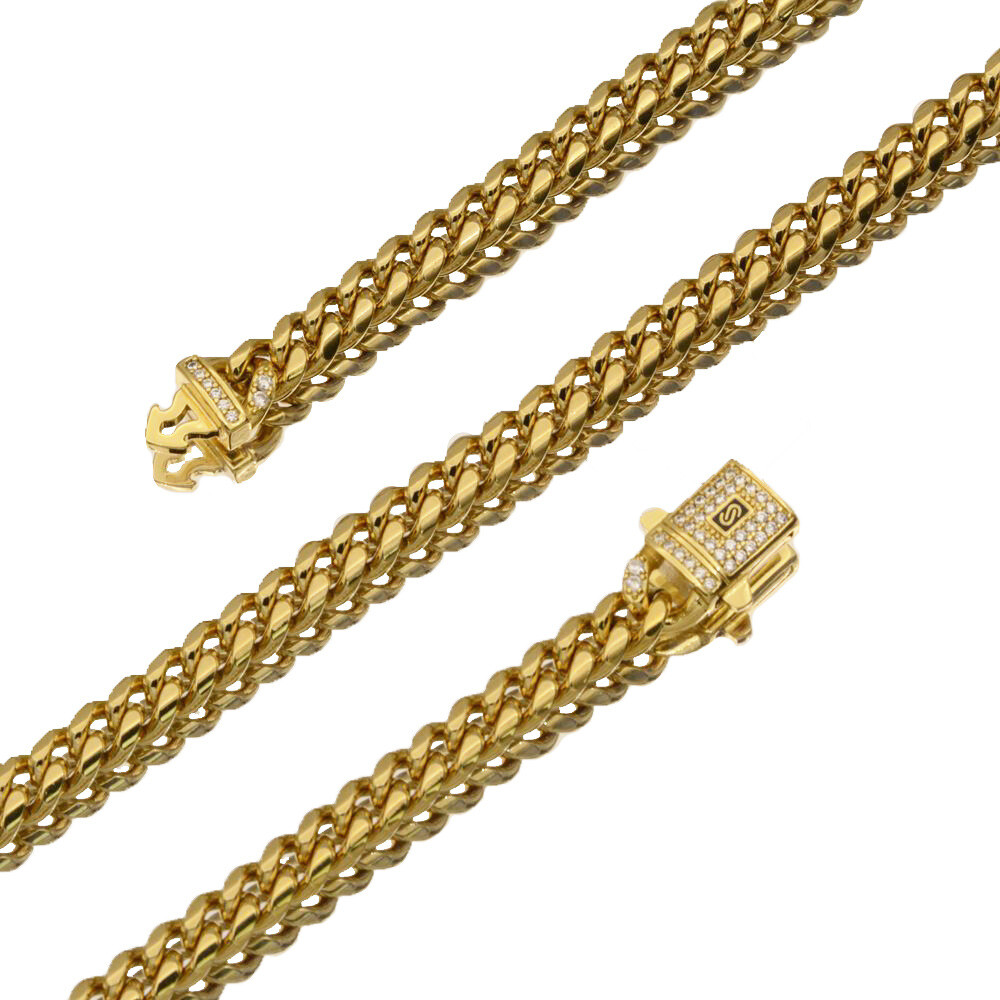 6-14MM Stainless Steel Gold Plated Miami Hip Hop Cuban Chain Or Bracelet F