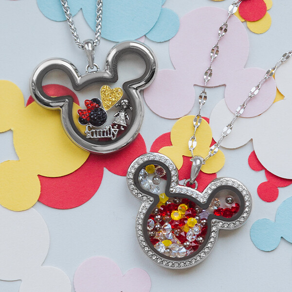 Origami Owl Disney® MICKEY MOUSE SILVER LIVING LOCKET Set W/ SWAROVSKI CRYSTALS