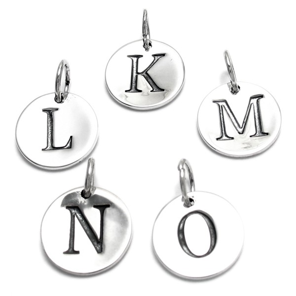 925 Sterling Silver Round Initial Charm Pendant Choose a Letter