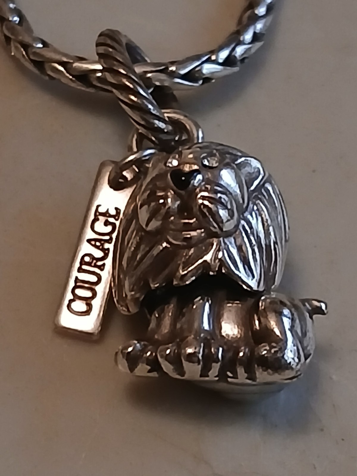 Ladies BRIGHTON SILVER NECKLACE LION COURAGE CHARM PENDANT EXCELLENT CONDITION