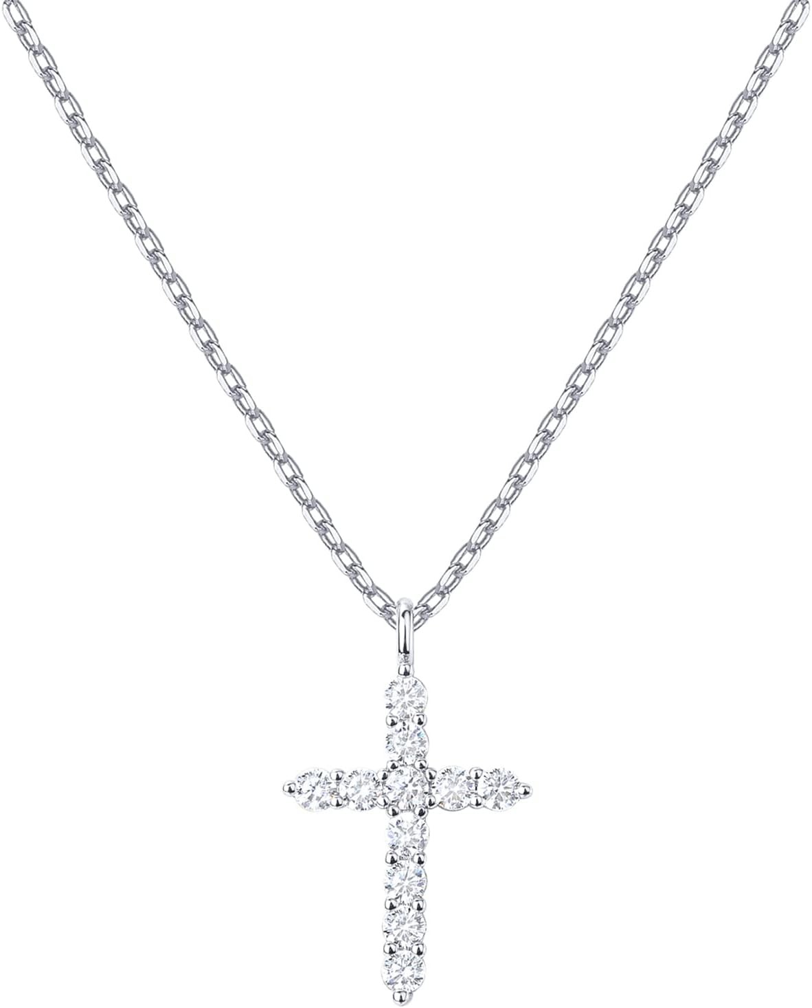 14K Gold Plated Cubic Zirconia Cross Necklace Women Faith Pendant Jewelry Set