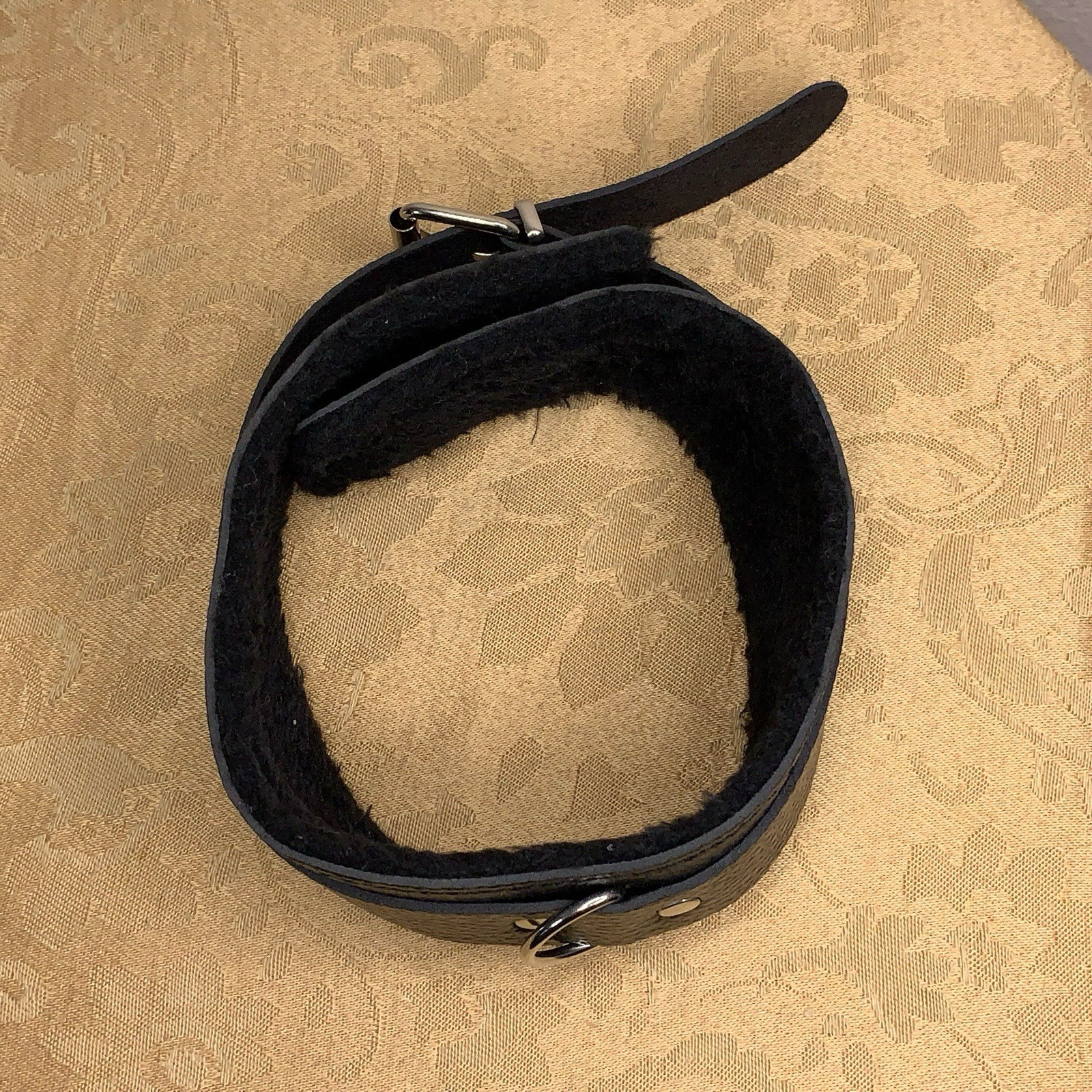 Faux Leather Faux Fur Lined Necklace Choker Style Adult Unisex Goth Cyberpunk