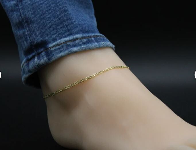 10k Yellow Gold 9″ Solid Anchor Mariner Link Anklet Chain Bracelet 3.2 mm 2Gram