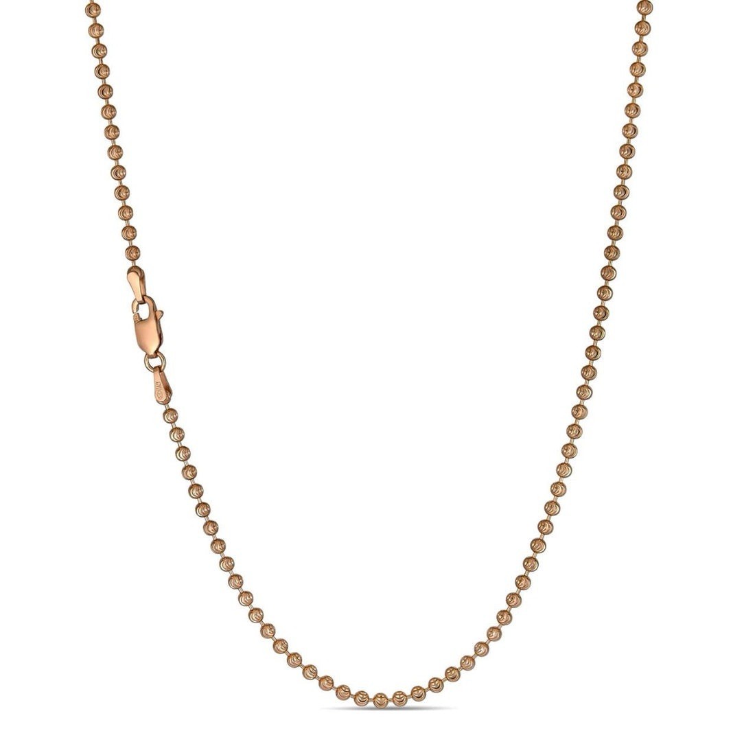 Rose Gold Plated 925 Ball/Bead Chain Necklace, Lobster Clasp, Signed