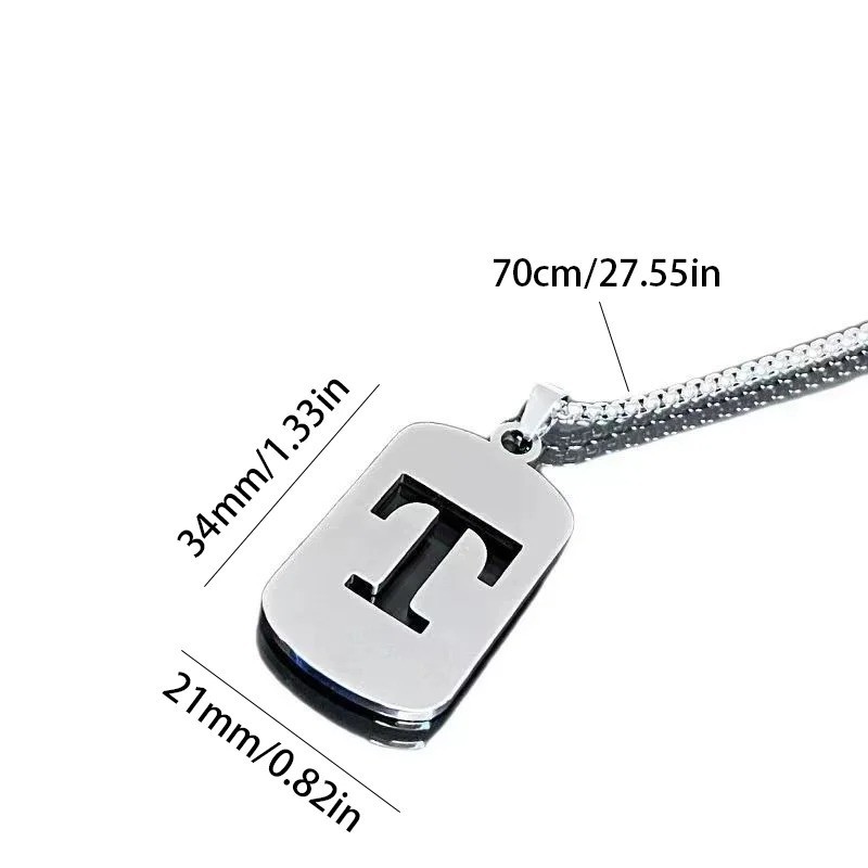 Fashion Punk A-Z Initial Tag Letter Stainless Steel Pendant Necklaces for Men