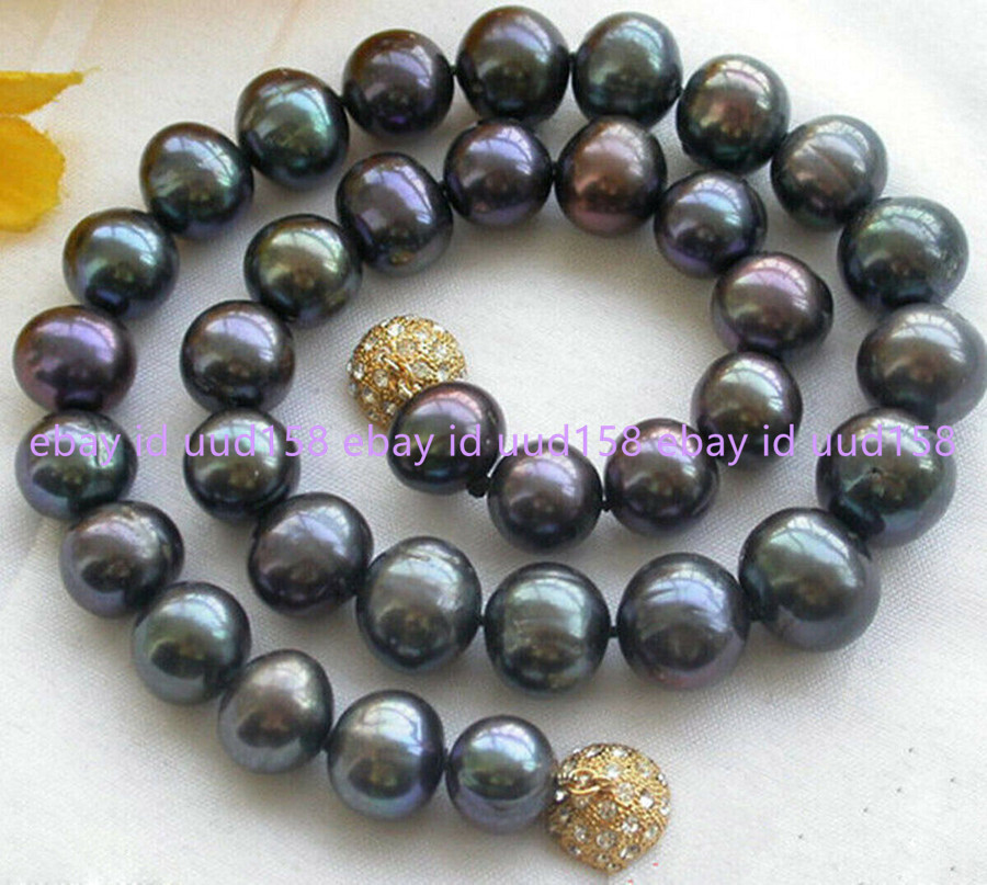Genuine Natural 7-8MM Black Freshwater Cultured Pearl Necklace 18″