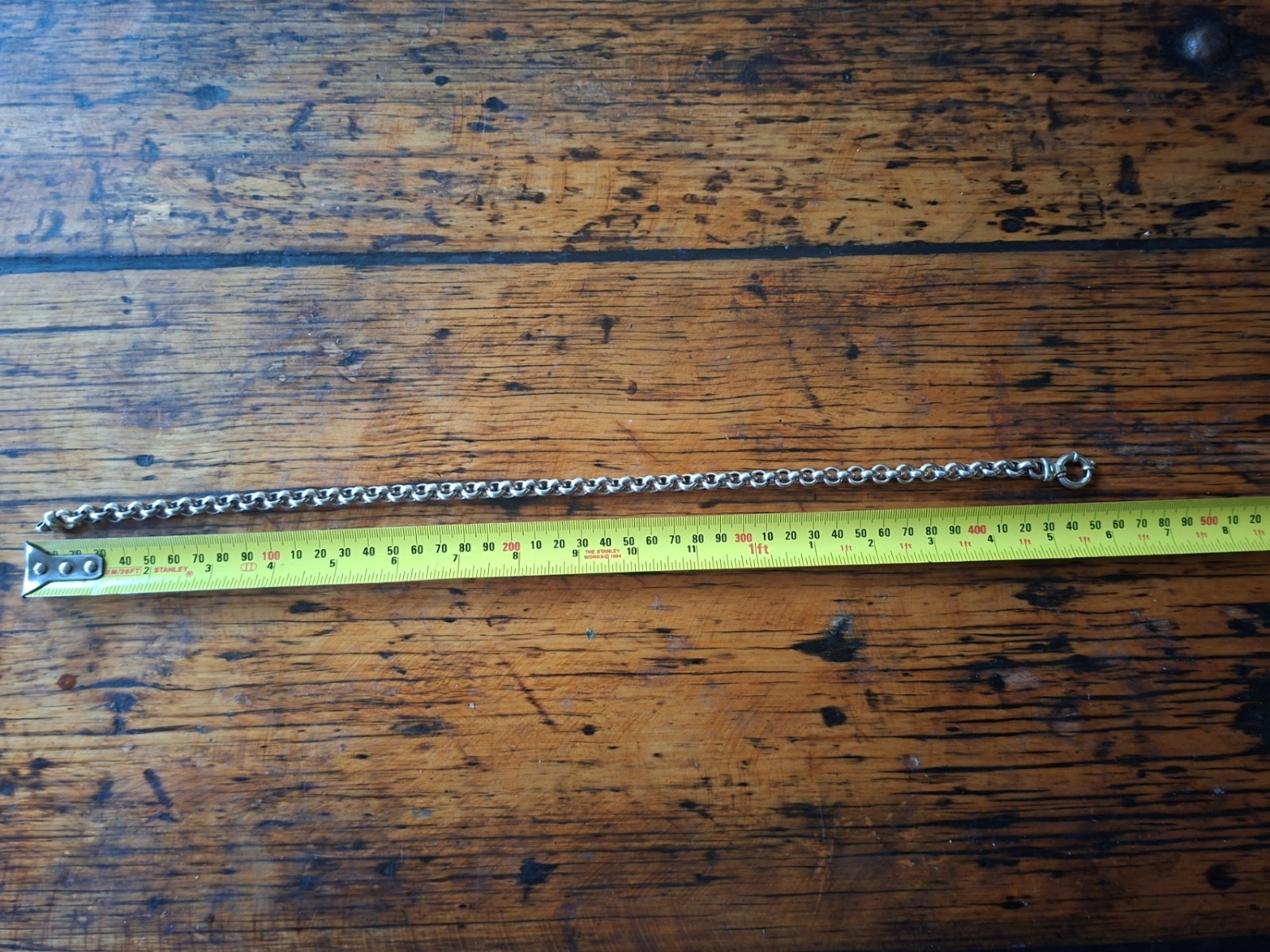 Vintage 925 Sterling Silver Belcher Chain Necklace 41g 50cm Classic Bolt Clasp