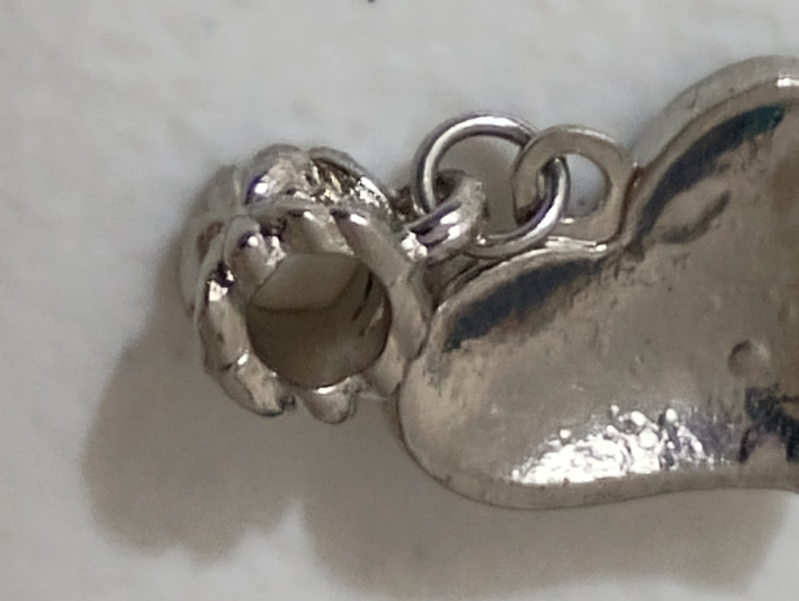Flawless Silver Tone Crystal Encrusted Charm Heart Slide Charm Pendant ~1in CP01