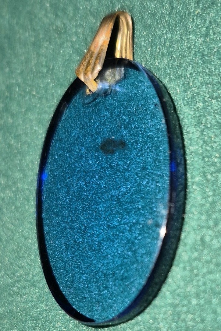 Blue Glass Oval Stone Charm Pendant with Bail