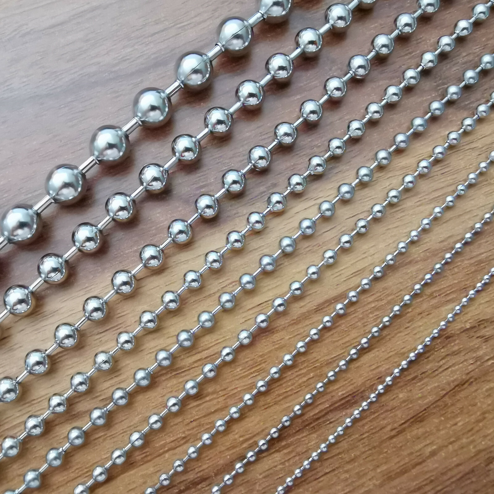 BEAD chain S.steel Silver round ball Chain DIY Jewelry Making In Bulk 1.5–12mm