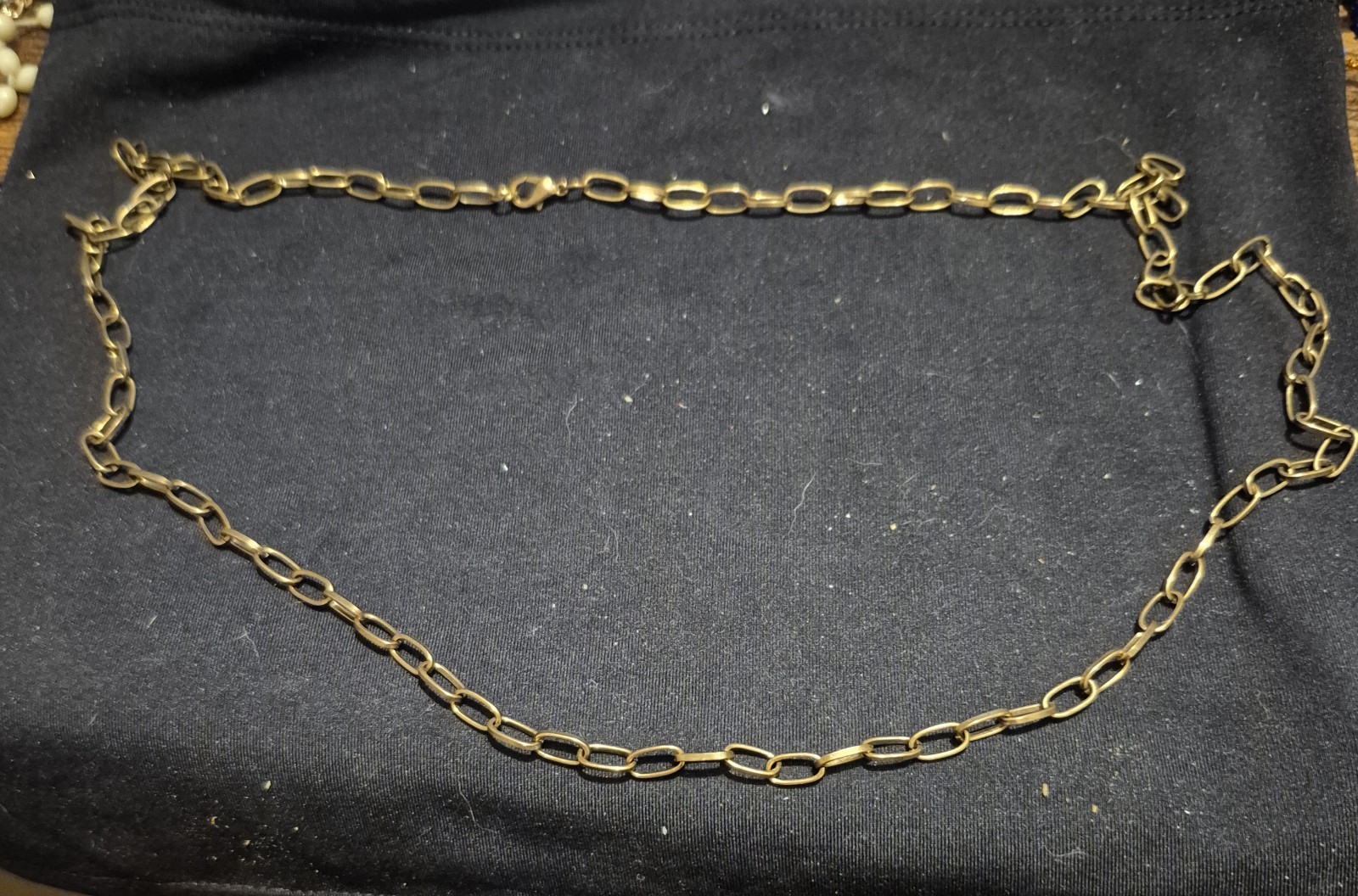 Gold Tone Metal Oval Link Chain Necklace Adjustable Lobster Clasp No Stone