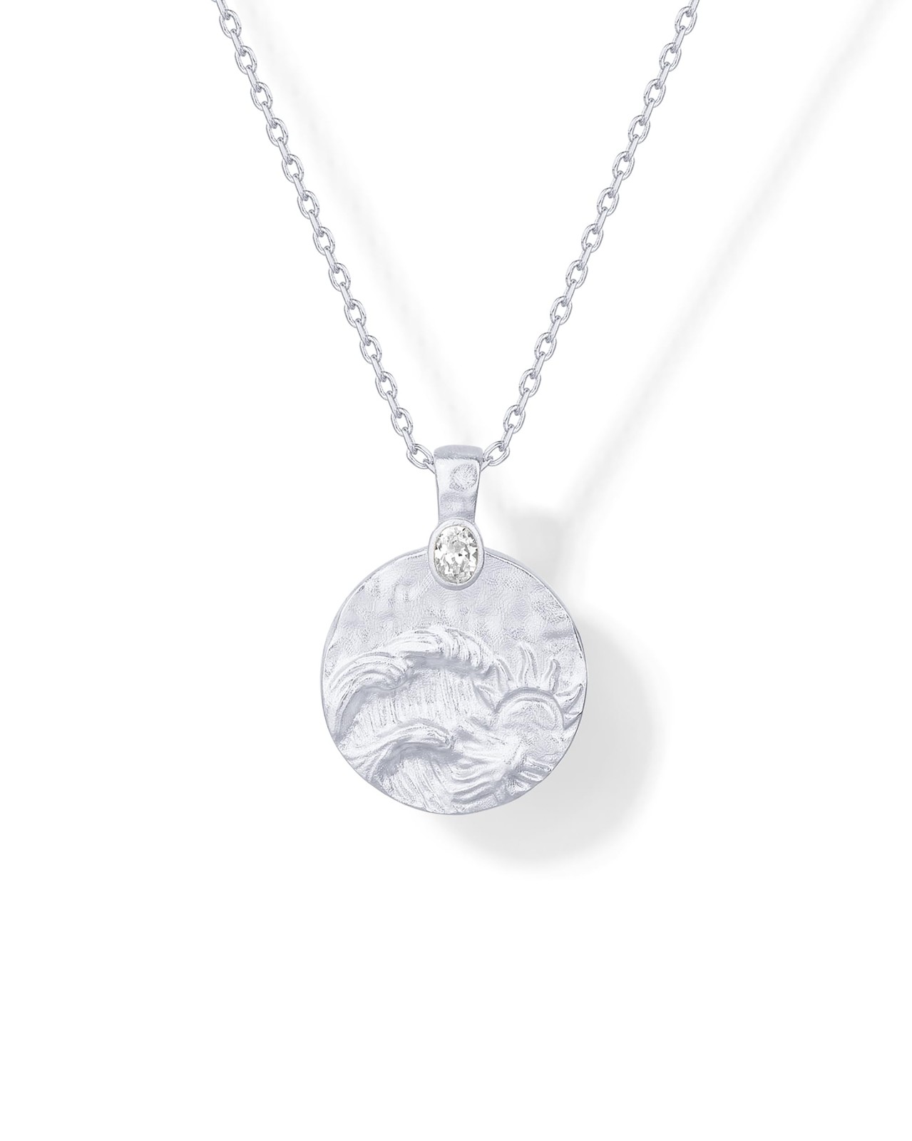 PAVOI Engraved Adjustable Pendant Necklace for 25.2mm x 18.5mm, White Gold
