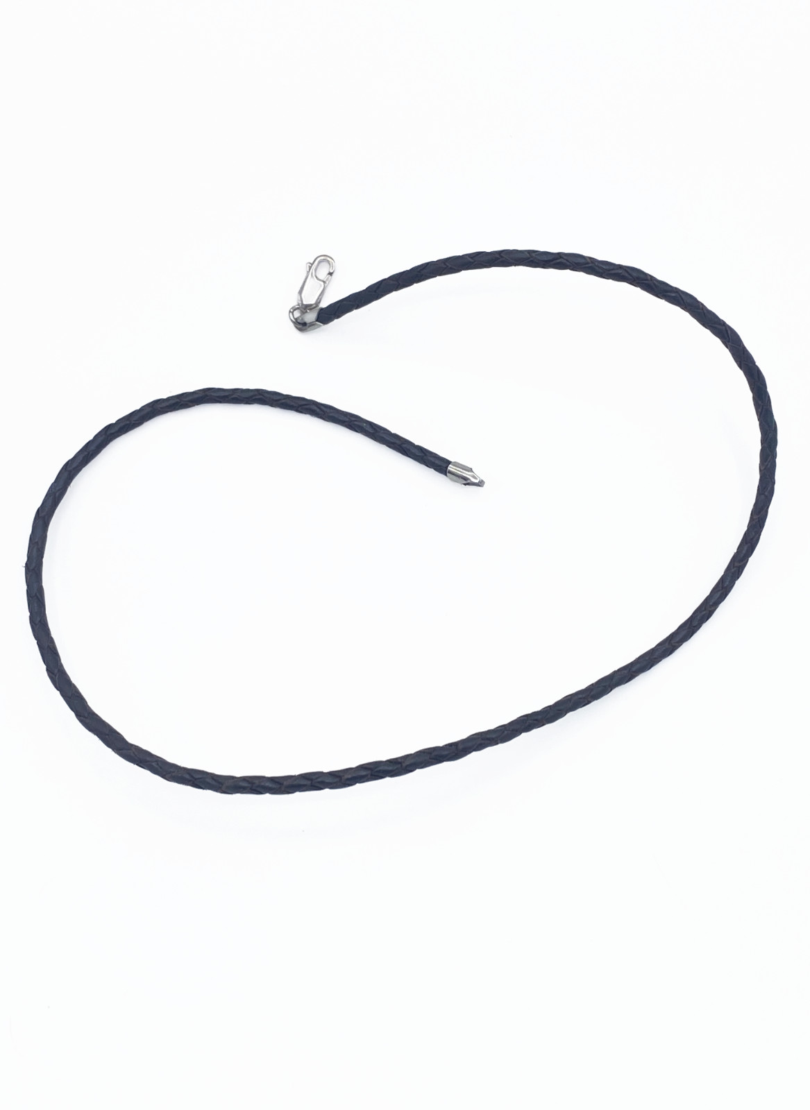 Dark Brown Braided Leather Cord Necklace 16in 3mm 925 Sterling Clasp