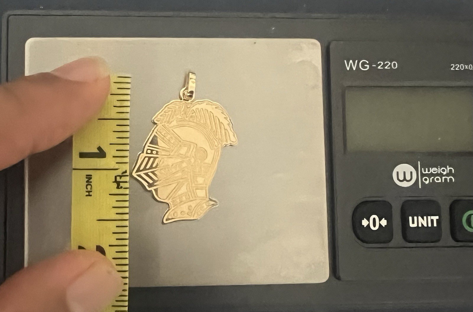 Yellow Gold Metal Abstract Face Head Charm Pendant Asymmetrical Art No Stone