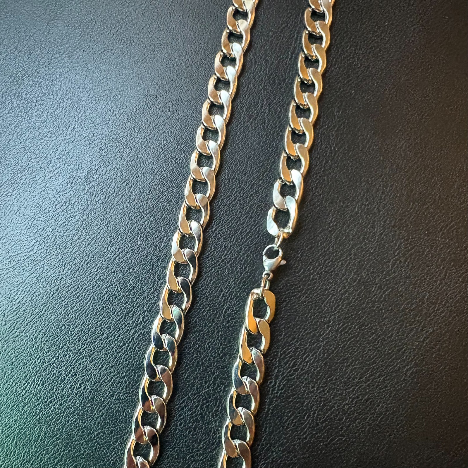 19″ 8mm Cuban Link Chain Necklace Silver Stainless Steel Heavy Curb Men Women