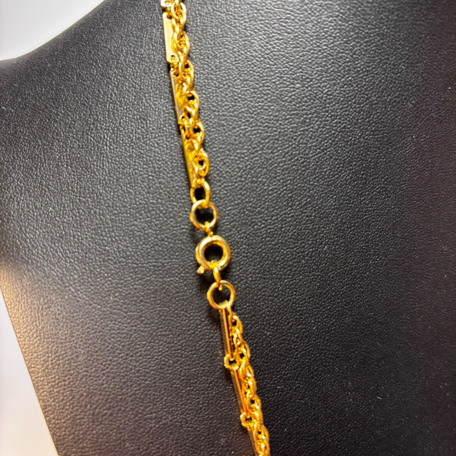 Layered Necklace Gold Rope and Bar Link Chains 18 Inch Minimalist Classic