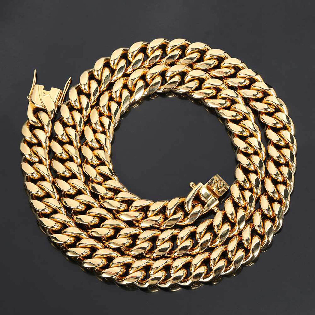 Fashion Mens Miami Cuban Link Bracelet or Chain Necklace Stainless Steel