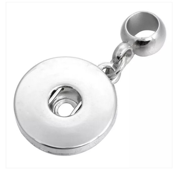 Snap Jewelry Plain Pendant Silver Tone Fits 18-20mm Ginger Charms Large Bail NIP