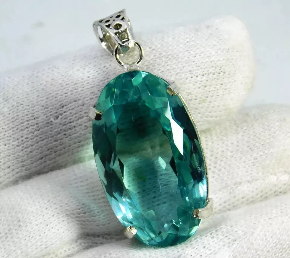 Flawless 94.50 Ct Blue Aqua Topaz Pendant Oval Shape Certified Loose Gemstone