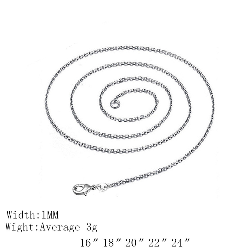 10pcs 1mm 925 Silver Plt “O” link Chain Necklaces 16″ 18″ 20″ 22″ 24″ Wholesale