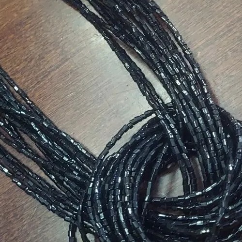 Twisted Black Glass Seed Beads Cluster Layered Multi Strands Layer 21″ Necklace