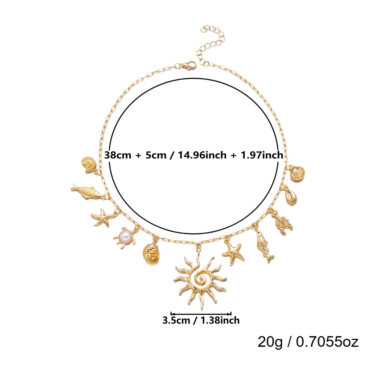 Boho 2 Layer Baroque Pearl Chain Necklaces Gold Plated Seashell Starfish Conch P