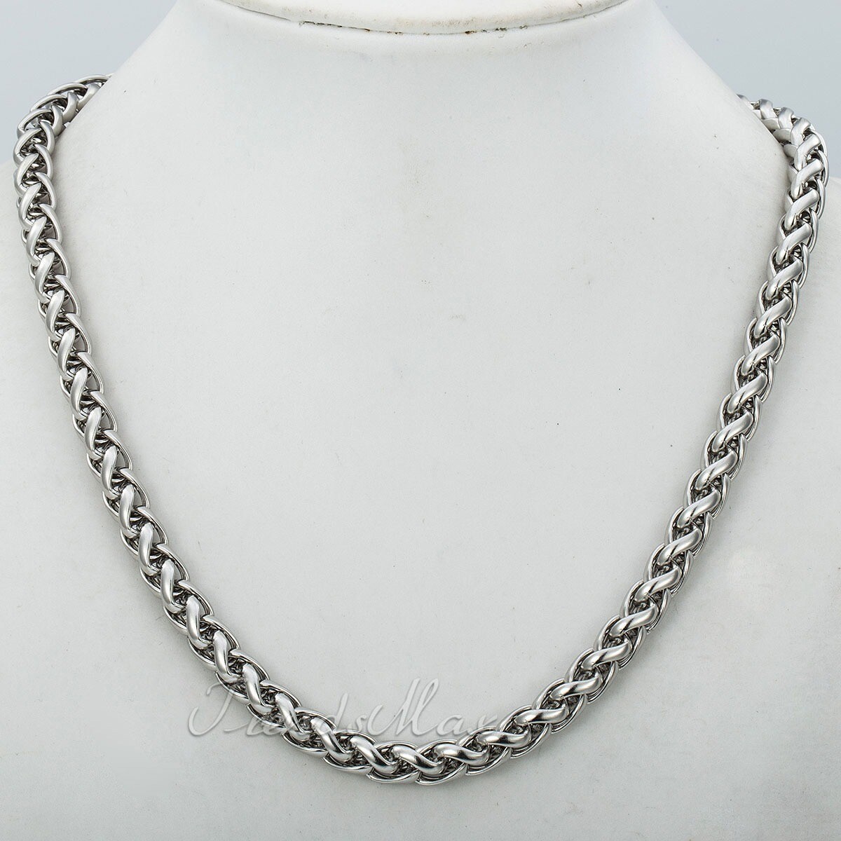 8mm Mens Braided Wheat Franco Necklace Stainless Steel Chain 22inch Link