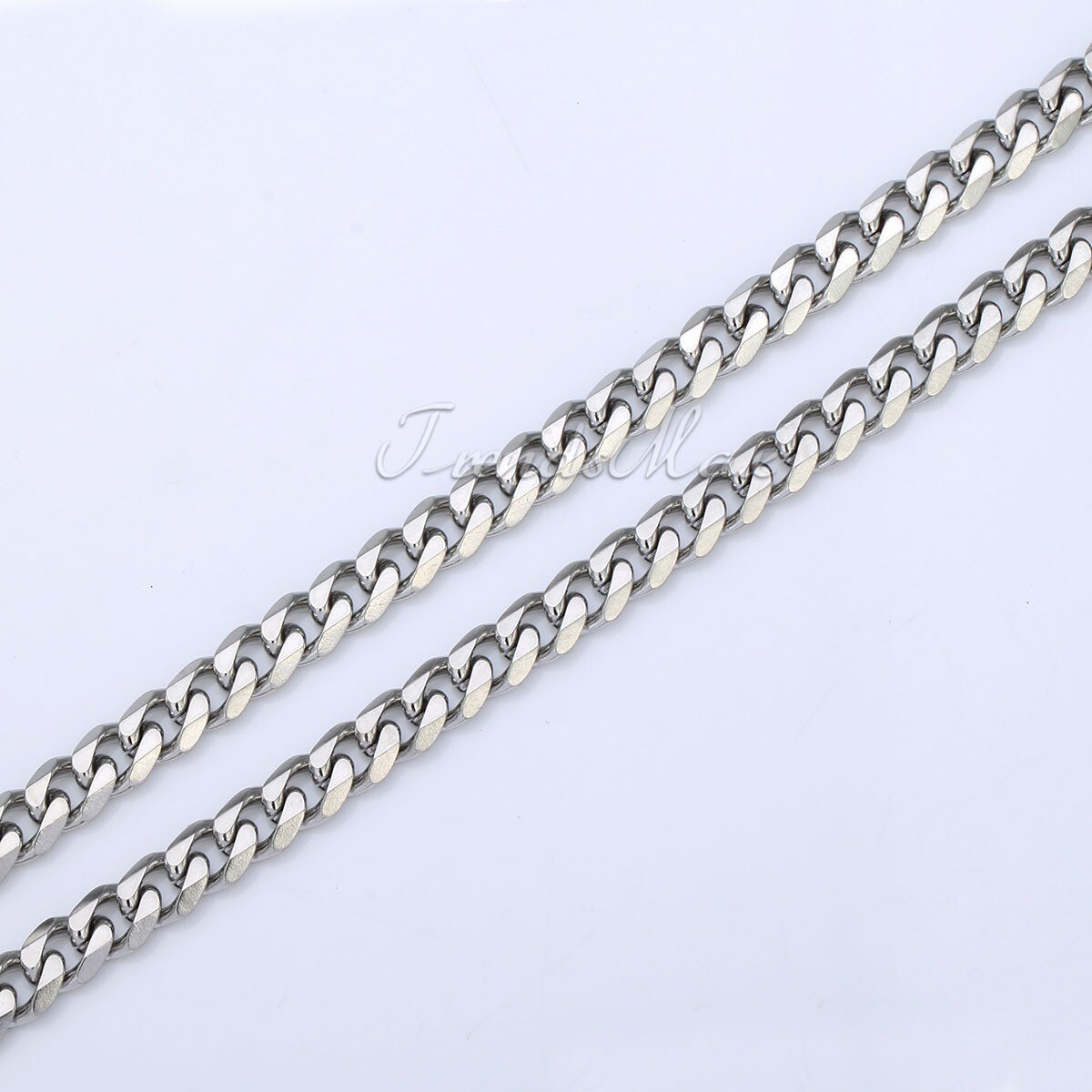 7mm Mens Boys Chain Curb Cuban Link Silver Tone Stainless Steel Necklace 16-36″