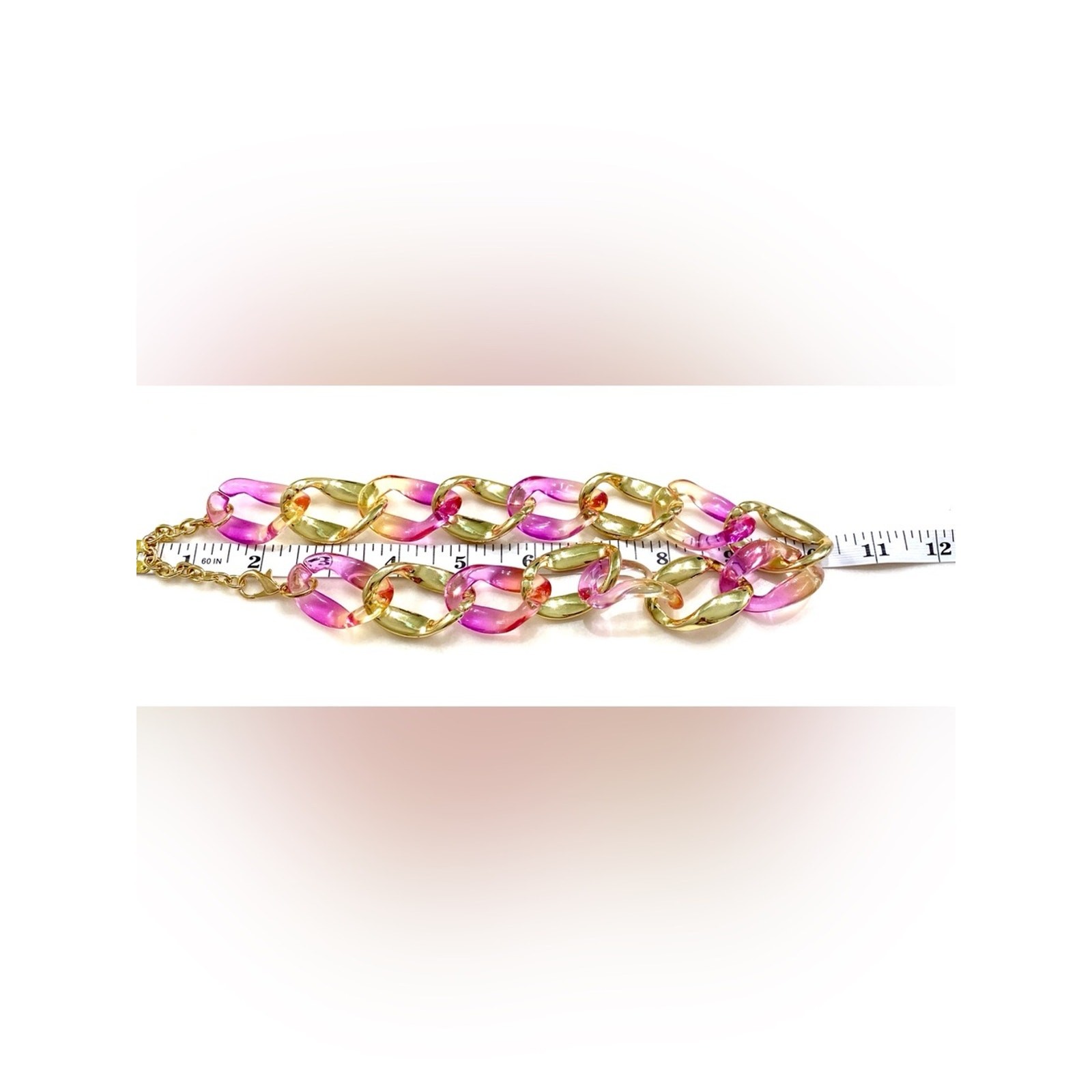 Luminous Gold and Pink Chunky Link Necklace