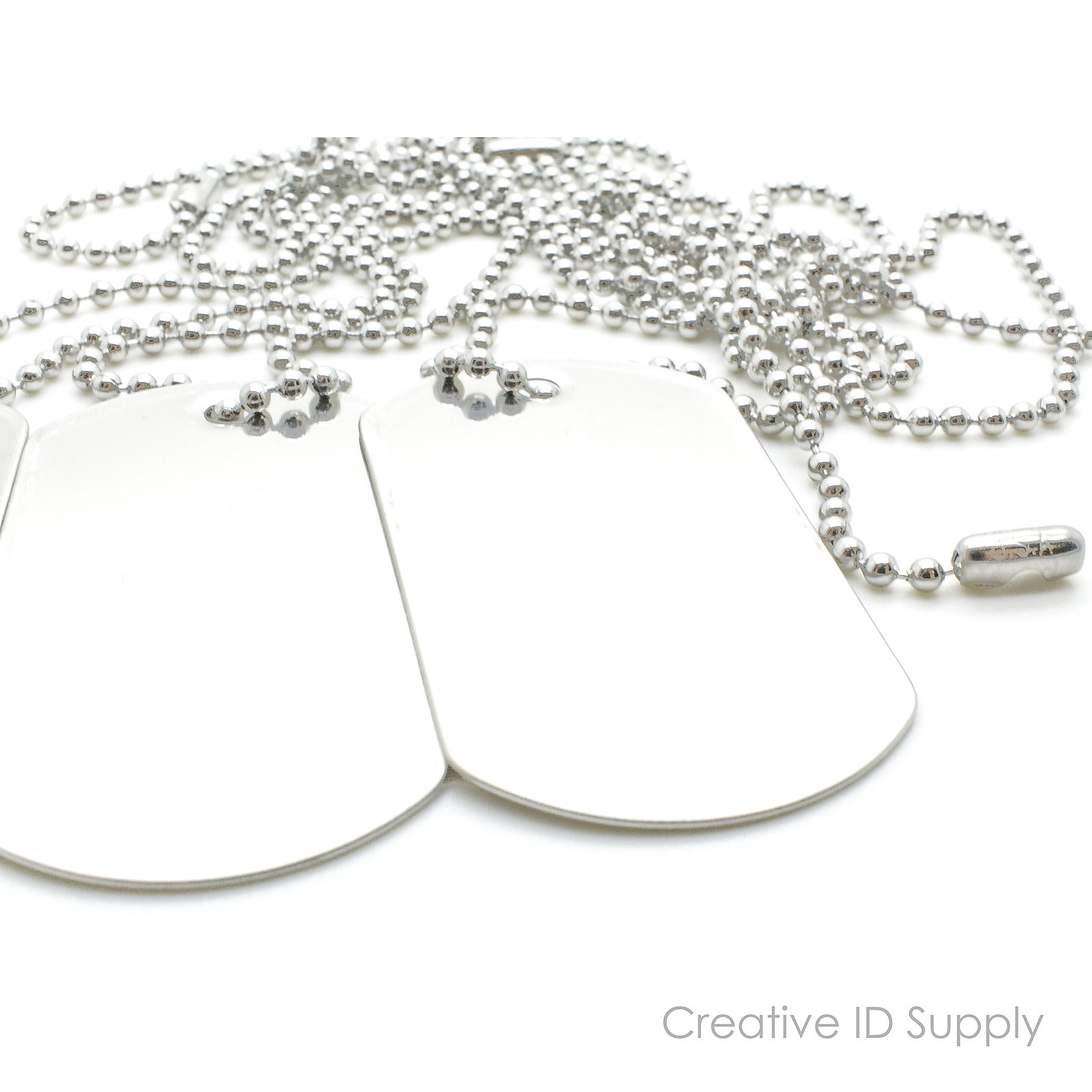 LOT 100 BLANK STAINLESS STEEL DOG TAG SHINY/MATTE WITH 100 24″ S/S NECKLACES