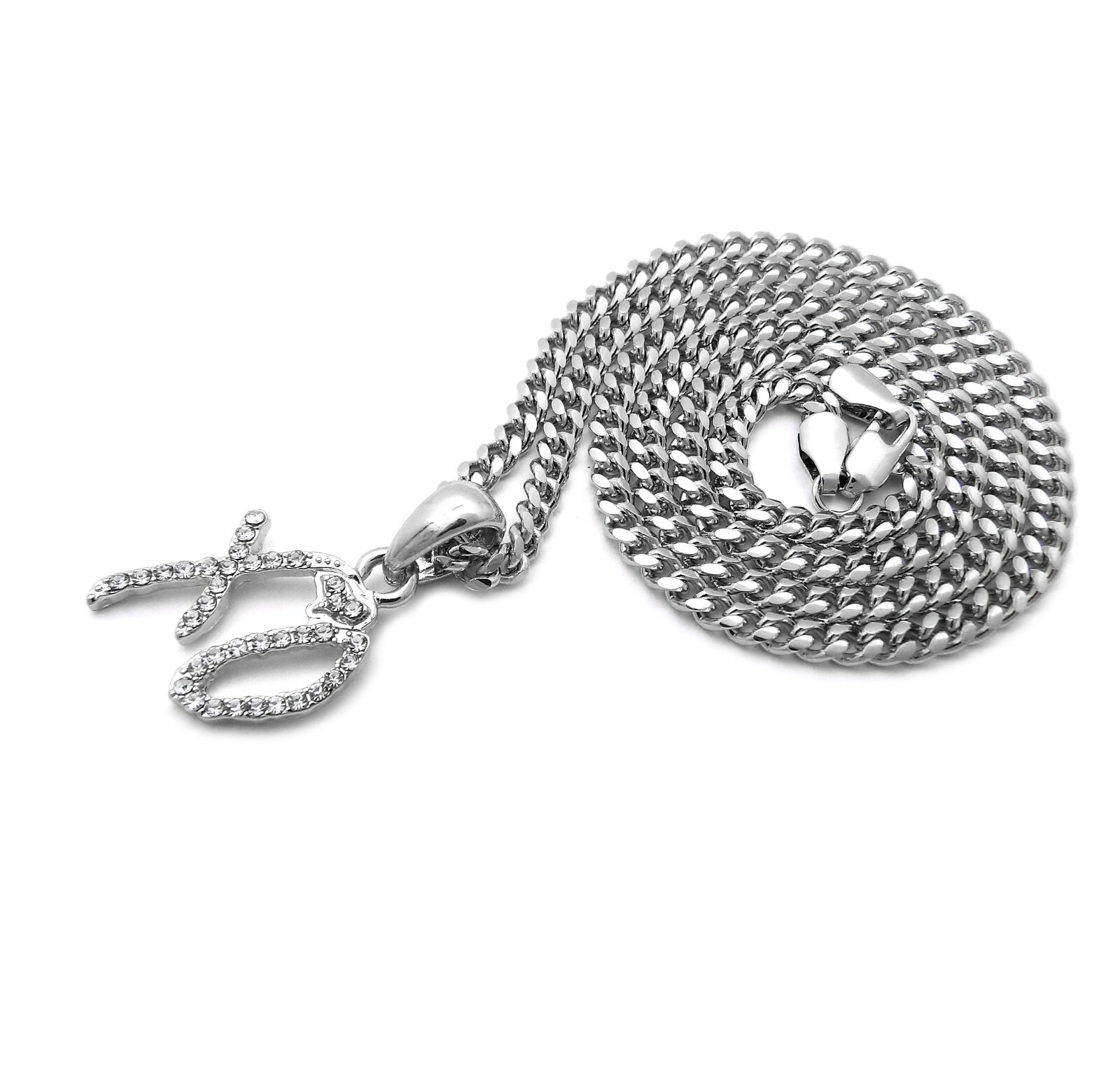 Mini Iced XO Gang Pendant 18″~24″ Box Cuban Rope Chain Stainless Steel Necklace