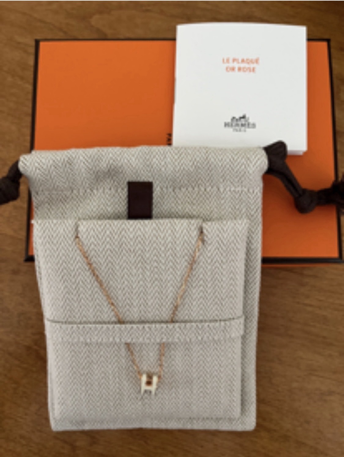 Hermes Mini Pop H Necklace White and Rose Gold New
