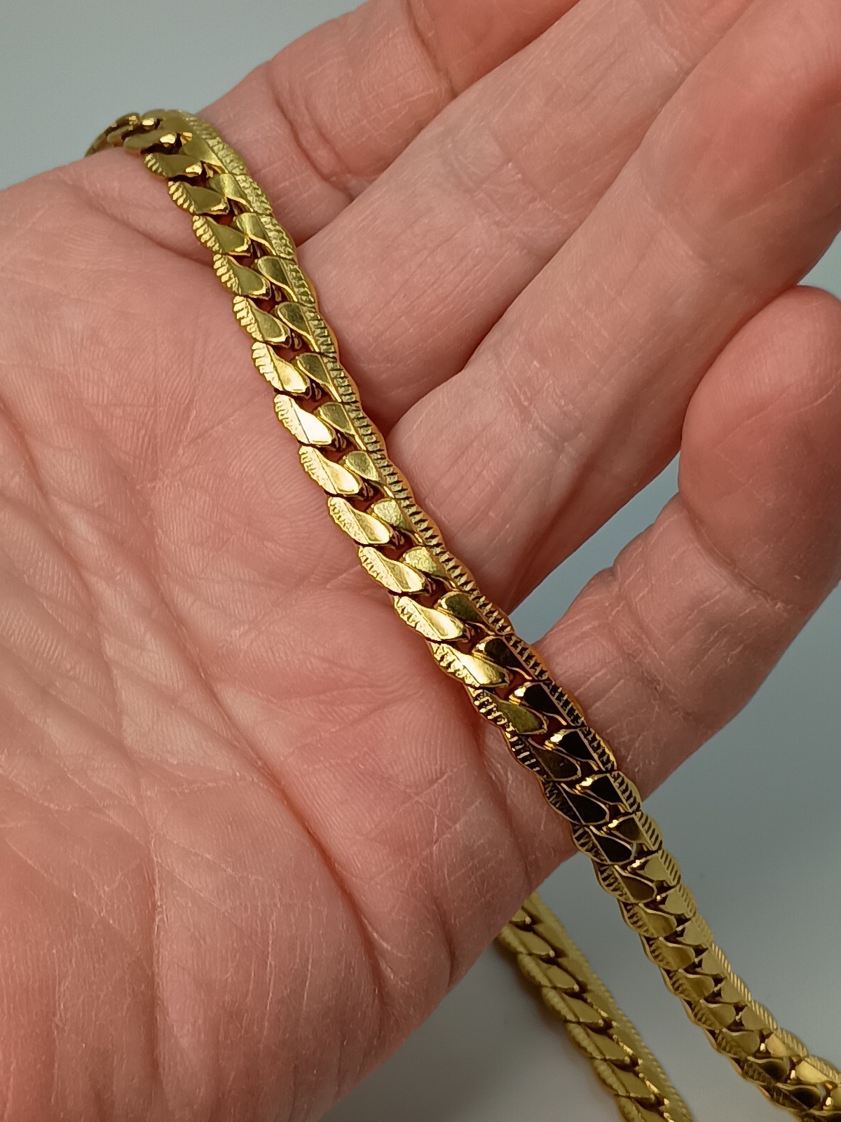 Miami Cuban Link Necklace Bracelet Combo 27″ Gold Tone 1/4″ Wide Diamond Cut