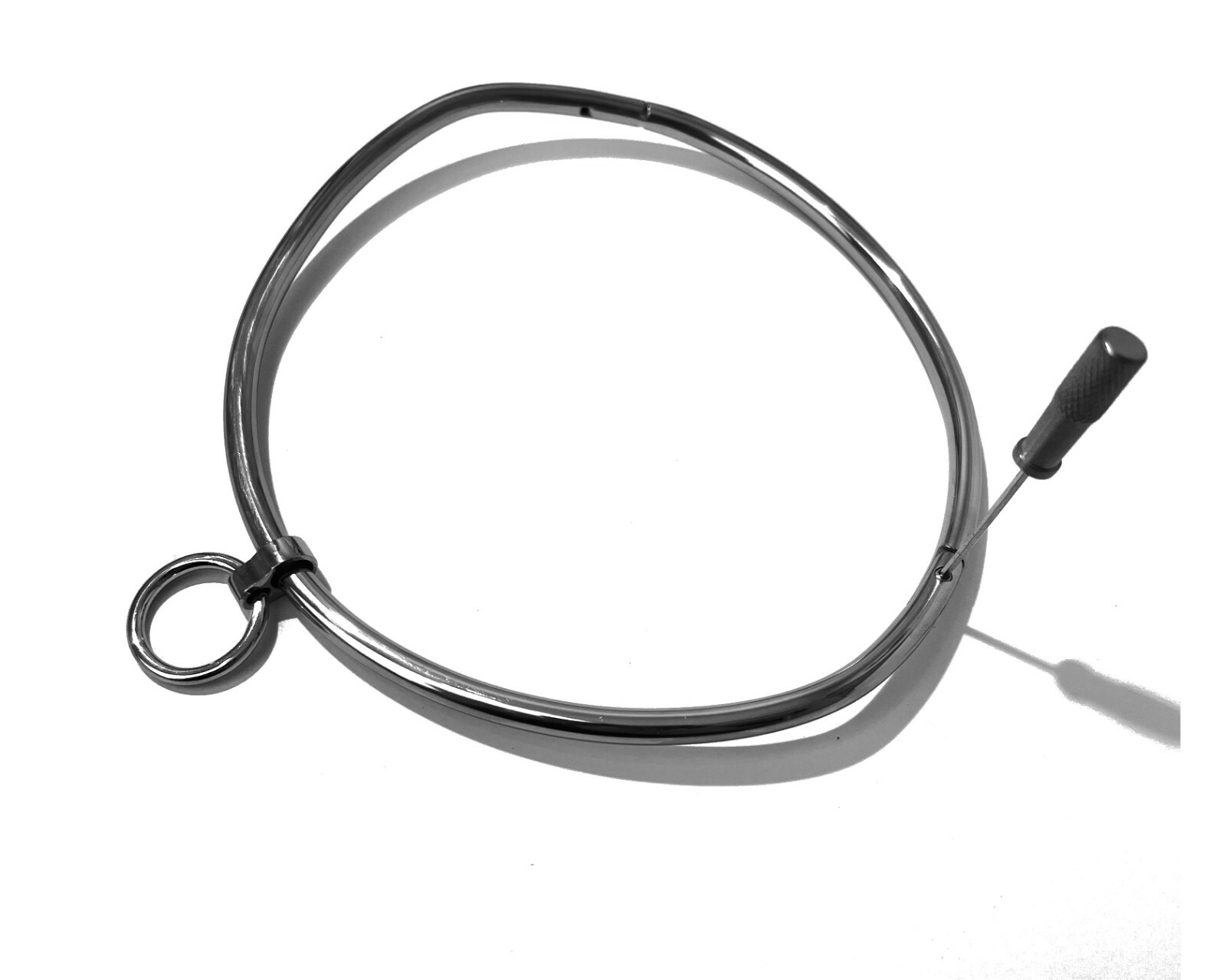 19″ Petite 6mm Curved Stainless Steel Jewelry Bondage Collar with Single Ring