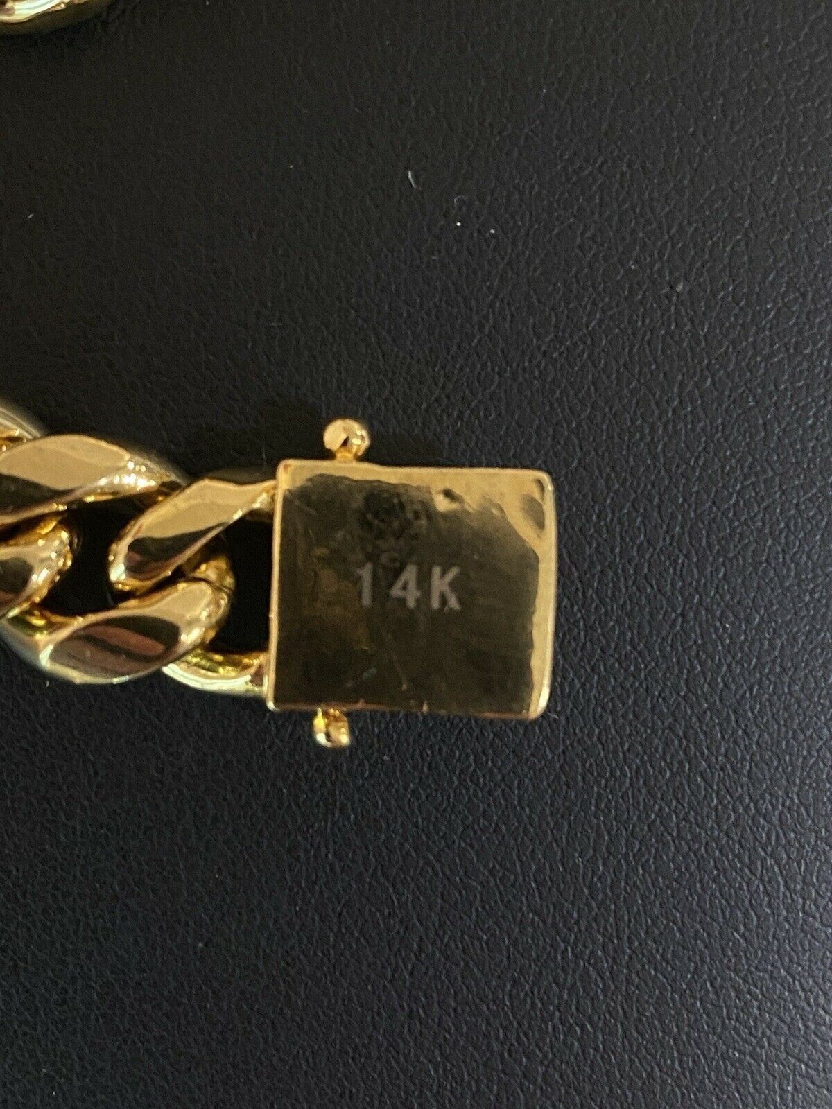 12mm 30″ Men Miami Cuban Link Necklace 14k Gold Plated Stainless Steel Chain