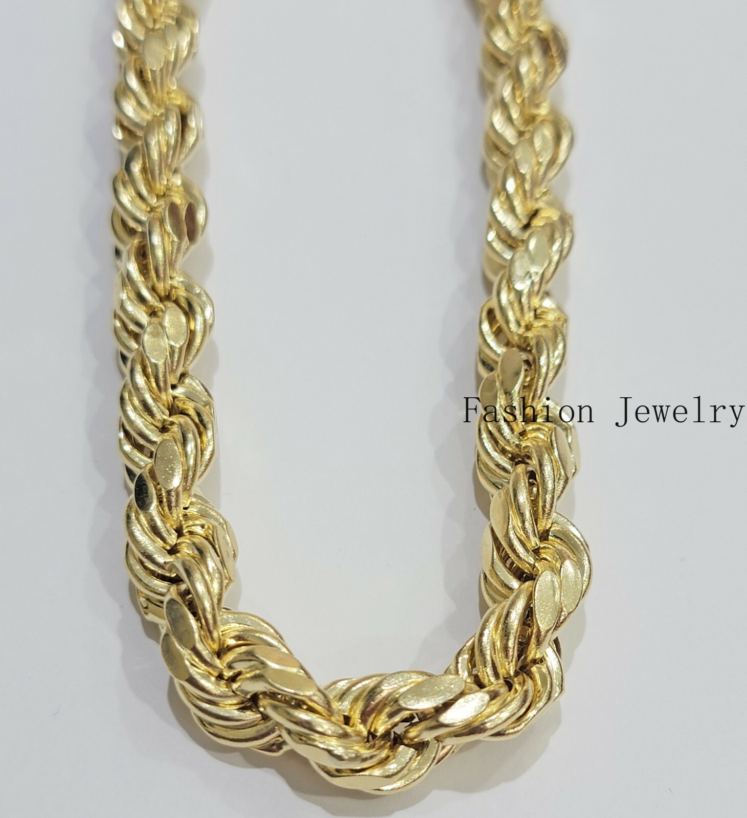 10k Real Yellow Gold Rope Chain 10mm 28 Inch Necklace diamond cut