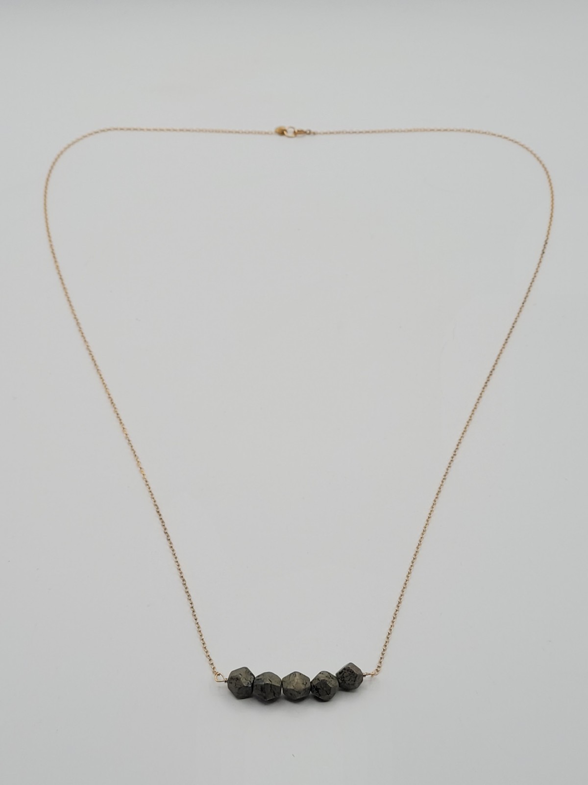 NEW Gorjana 1/20 14k Gold Filled Faceted Pyrite Long 32″ Necklace SIGNED